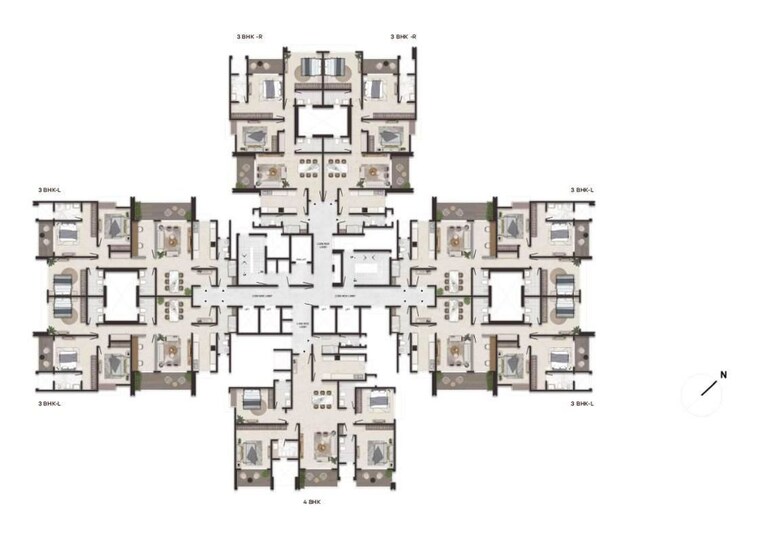 Floor Plan, hebbal 4 Bedroom 2500 Sq.Ft. Apartment In Hebbal Bangalore 10637000