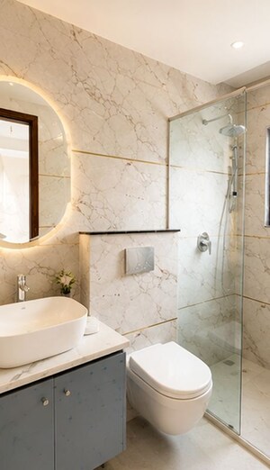 Bathroom in 3 BHK Builder Floor at Anant Raj Ashok Estate, Sector 63a – for Rent
