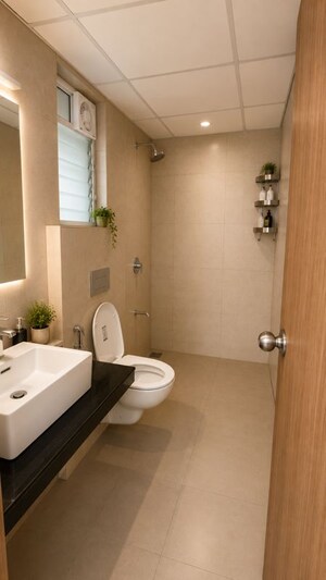 Bathroom in 3 BHK Apartment at Godrej Emerald, Ghodbunder Road – for Rent