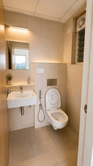 Bathroom in 3 BHK Apartment at Godrej Emerald, Ghodbunder Road – for Rent