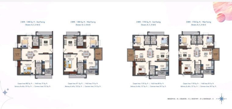 Floor Plan, rajapushpa-pristinia 2 Bedroom 1380 Sq.Ft. Apartment In Kokapet Hyderabad 10639135