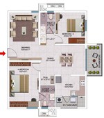 2 BHK + Prayer Room 1355 Sq.Ft. Apartment in My Home Sayuk