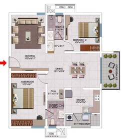 2 BHK + Prayer Room Apartment For Sale in My Home Sayuk