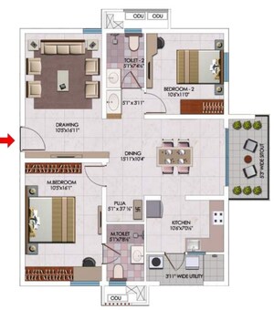 Floor Plan in 2 BHK Apartment at My Home Sayuk, Tellapur – for Sale