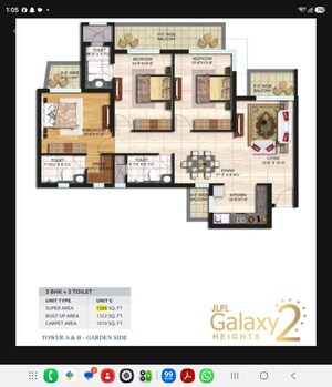 Floor Plan in 3 BHK Apartment at Sector 66-A – for Sale
