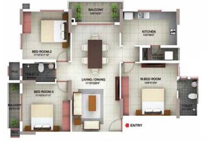 Floor Plan in 3 BHK Builder Floor at Incor PBEL City Chennai, Kelambakkam – for Sale