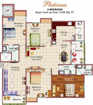 Floor Plan in 4 BHK Apartment at Chinarr Nest, Salaiya – for Sale