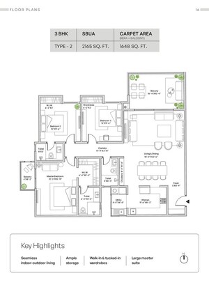 Floor Plan in 3 BHK Apartment at Sai Meadows – for Sale