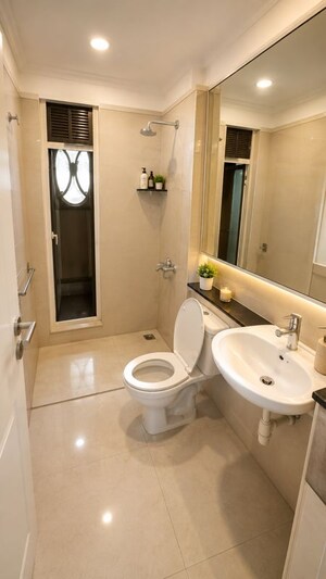 Bathroom in 2 BHK Apartment at Hiranandani Meadows, Manpada – for Rent