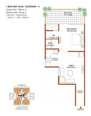 Floor Plan in 2 BHK Apartment at Shree Vardhman Green Court, Sector 90 – for Sale
