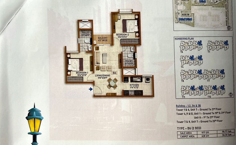 Floor Plan, prestige-finsbury-park-hyde 2 Bedroom 628 Sq.Ft. Apartment In Bagaluru Bangalore 10641816