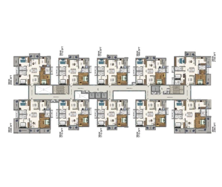 Floor Plan, khajaguda 3 Bedroom 2020 Sq.Ft. Apartment In Khajaguda Hyderabad 10631497