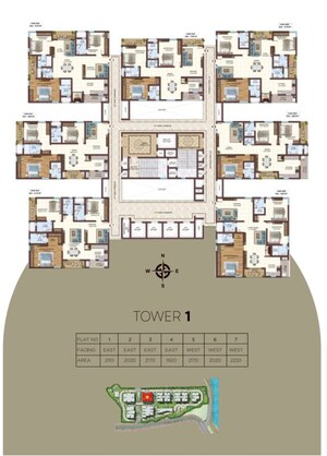 Floor Plan in 3 BHK Apartment at Vasavi Atlantis, Narsingi – for Sale