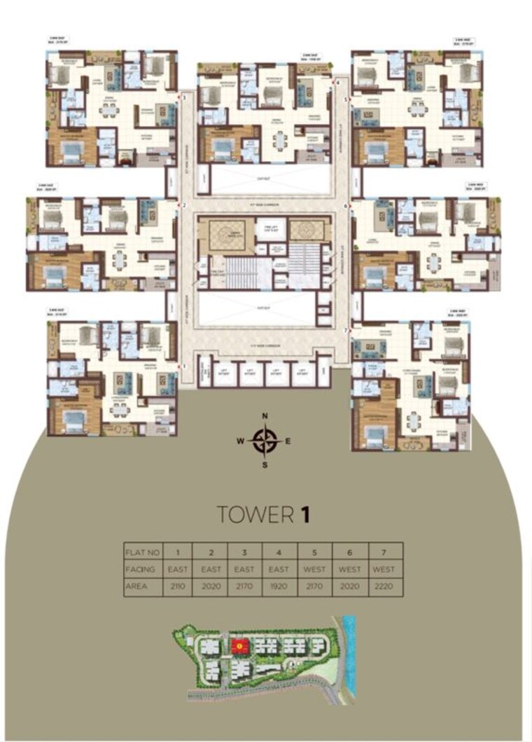 Floor Plan, vasavi-atlantis 3 Bedroom 2220 Sq.Ft. Apartment In Narsingi Hyderabad 10642547