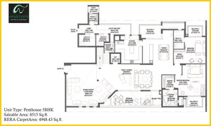 Floor Plan in 6 BHK Apartment at Experion Windchants, Sector 112 – for Sale