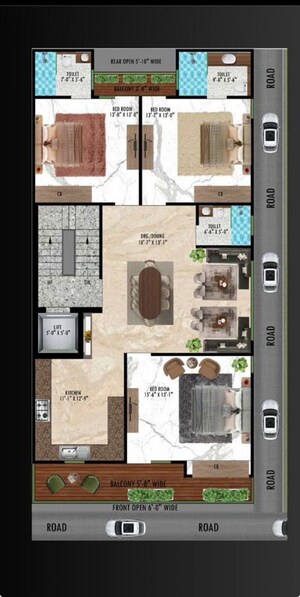 Floor Plan in 3 BHK Builder Floor at Shahpur Bamheta – for Sale