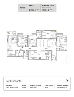 Floor Plan in 3 BHK Apartment at Sai Meadows – for Sale