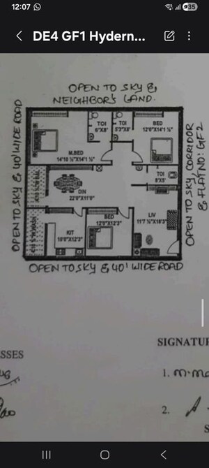 Floor Plan in 3 BHK Apartment at Diamond Estates 7, Kphb – for Rent