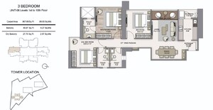 Floor Plan in 3 BHK Apartment at Piramal Mahalaxmi, Mahalaxmi – for Rent