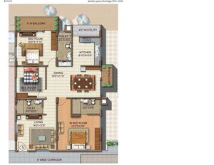 Floor Plan in 3 BHK Apartment at Mana Placido, Whitefield – for Rent