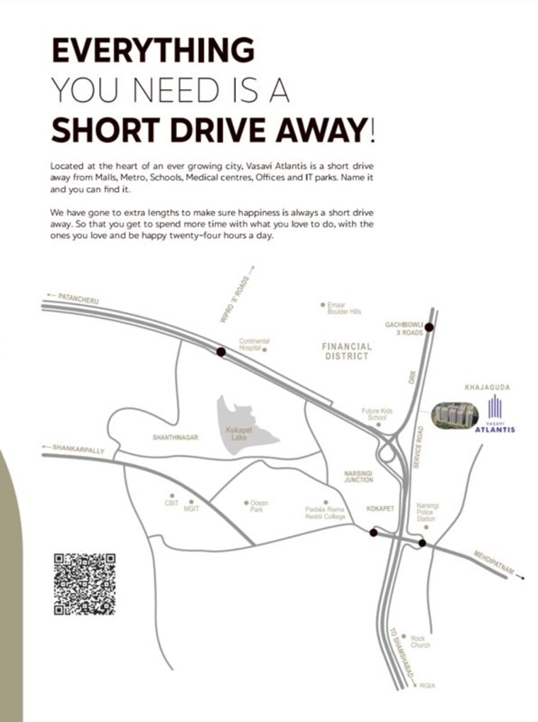 Map Location, vasavi-atlantis 3 Bedroom 1760 Sq.Ft. Apartment In Narsingi Hyderabad 10645598