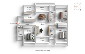 Floor Plan in 3 BHK Apartment at Wadhwa The Address Boulevard, Ghatkopar West – for Sale