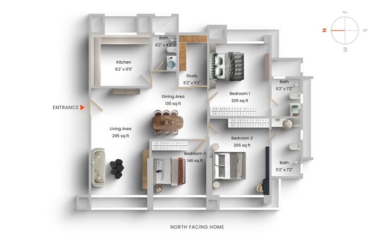 Floor Plan, samartha-sidhi 3 Bedroom 1304 Sq.Ft. Apartment In Andheri West Mumbai 10604884