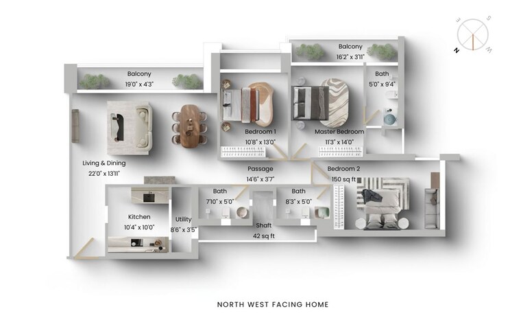 Floor Plan, oberoi-exquisite-goregaon 3 Bedroom 1348 Sq.Ft. Apartment In Goregaon East Mumbai 10604869