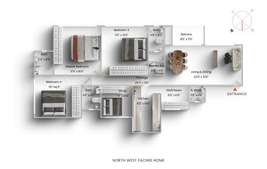 Floor Plan in 3.5 BHK Apartment at Rustomjee Seasons, Bandra East – for Sale