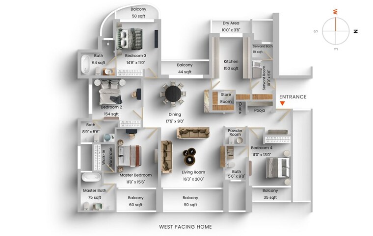 Floor Plan, lodha-fiorenza 4 Bedroom 2231 Sq.Ft. Apartment In Goregaon East Mumbai 10604803