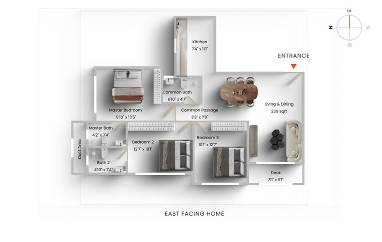 Floor Plan, chandak-stella 3 Bedroom 881 Sq.Ft. Apartment In Goregaon West Mumbai 10602831