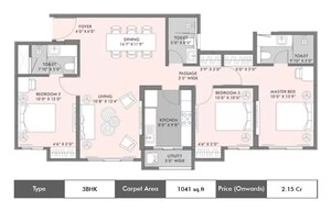 Floor Plan in 3 BHK Apartment at Lodha Sterling, Kolshet Road – for Sale