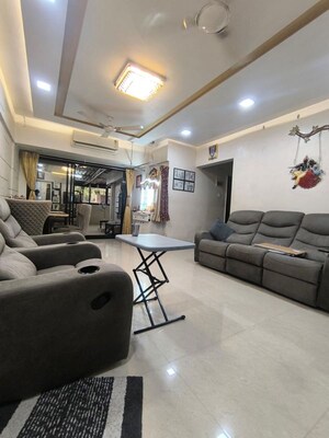 Living Room in 3 BHK Apartment at Bhakti Avenue, Seawoods – for Rent