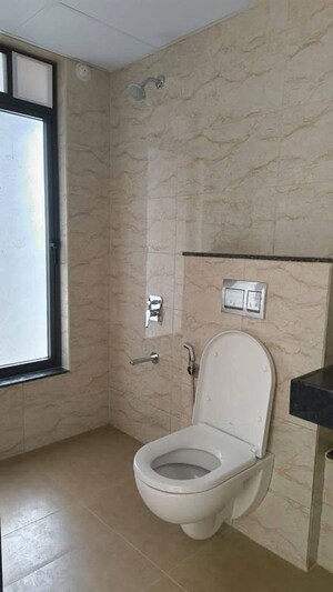 Bathroom in 3 BHK Apartment at Shapoorji Pallonji Sensorium, Hinjewadi – for Rent