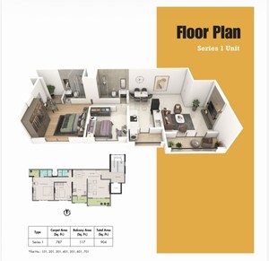 Floor Plan in 2 BHK Apartment at KGS One, Bavdhan – for Sale