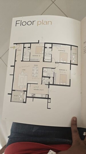 Floor Plan in 3 BHK Apartment at Cornerstone Akhinta Residences, Btm Layout – for Sale