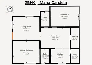 Floor Plan in 2 BHK Apartment at Mana Candela, Sarjapur Road – for Sale