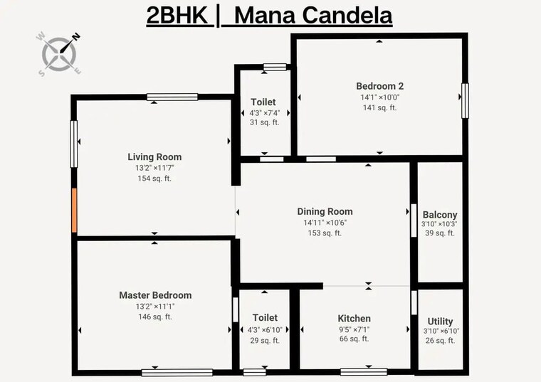 Floor Plan, mana-candela 2 Bedroom 1052 Sq.Ft. Apartment In Sarjapur Road Bangalore 10648691