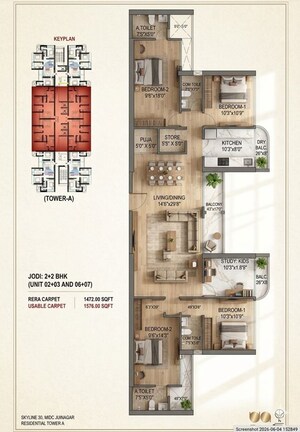 Floor Plan in 2 BHK Apartment at Juinagar – for Sale