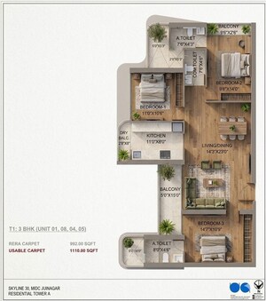 Floor Plan in 2 BHK Apartment at Juinagar – for Sale