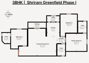 Floor Plan in 3 BHK Apartment at Kithaganur Colony – for Sale