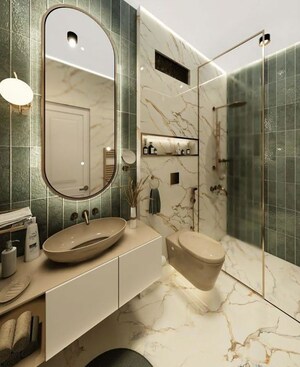 Bathroom in 2 BHK Apartment at The V Mansion, Prabhadevi – for Sale