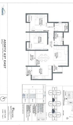 Floor Plan in 2 BHK Apartment at Assetz 63 Degree East, Off Sarjapur Road – for Sale