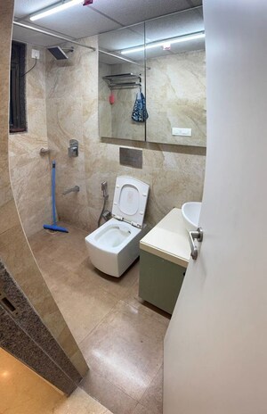 Bathroom in 3 BHK Apartment at Shapoorji Pallonji Vicinia, Powai – for Rent