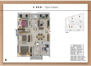 Floor Plan in 3 BHK Apartment at Prestige Spring Heights, Rajendra Nagar – for Sale