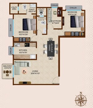 Floor Plan in 2.5 BHK Apartment at Heritage Signature, Chembur – for Sale