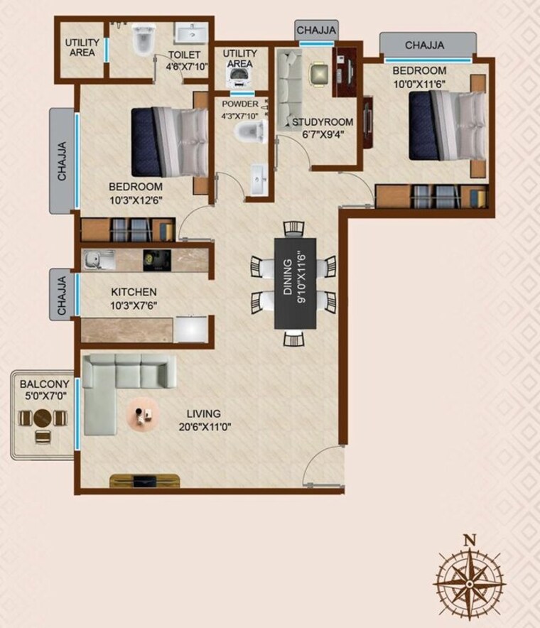 Floor Plan, heritage-signature 2.5 Bedroom 891 Sq.Ft. Apartment In Chembur Mumbai 10650682
