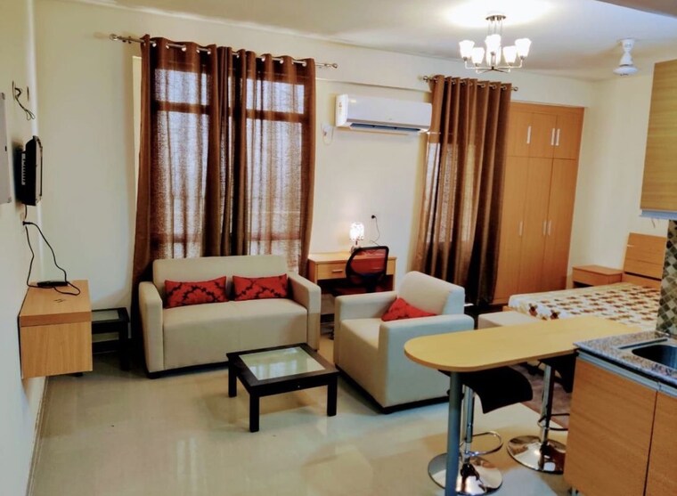Living Room, supertech-czar-suites 1 RK 477 Sq.Ft. Apartment In Omicron I Greater Noida Greater Noida 10650796