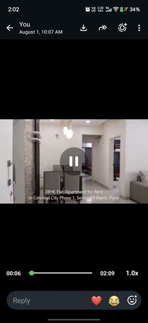 2 BHK Apartment For Rent in Rama Celestial City, Ravet