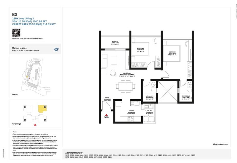Floor Plan, sobha-madison-heights-town-park 2 Bedroom 1240 Sq.Ft. Apartment In Hosur Road Bangalore 10651295